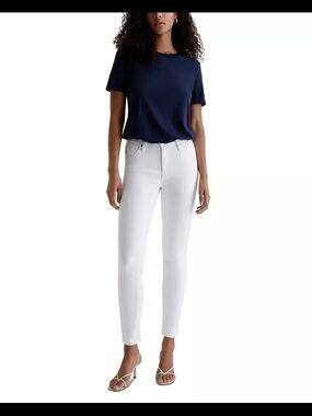 New Ag Adriano Goldschmied White Prima Mid Rise Ankle Cigarette Jeans 29